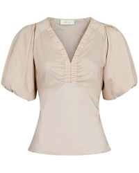 Neo Noir - Bluse Mit Smock-Detail Und Puffärmeln - Lyst