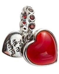PANDORA - Accessoires ,Rood ,Murano Glazen Hart Dubbele Dangle Bedel - Lyst