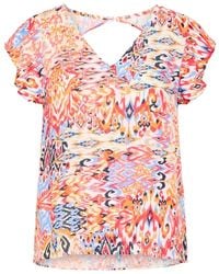 Ichi - Geranium Multi Ikat Bluse - Lyst