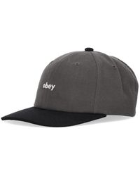Obey - Accessoires ,Grijs ,Wol Gebogen Klep Snapback Pet Donkergrijs - Lyst