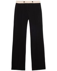 Oltre - Broeken ,Zwart ,Polyester Palazzo Broek Met Contrasterend Detail - Lyst