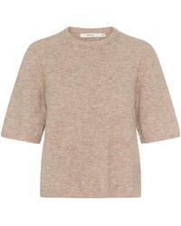 Gestuz - Truien & Vesten ,Bruin ,Wol Zachte Gebreide Trui Warm Sand Melange - Lyst