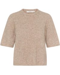 Gestuz - Truien & Vesten ,Bruin ,Wol Zachte Gebreide Trui Warm Sand Melange - Lyst