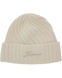 Jacquemus - Weiße Beanie Mit Logo-Schriftzug - Lyst