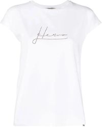 Herno - T-Shirt Met Kristallen Logo - Lyst