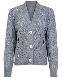 Eleventy - Truien & Vesten ,Grijs ,Leer Pointelle Gebreide Vest - Lyst