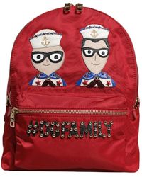 Dolce & Gabbana - Zaino Vulcano Piccolo In Nylon Con Patch Stilisti - Lyst