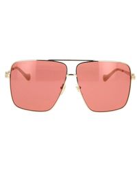 Gucci - Retro oversized sonnenbrille mit gg cut-out kette - Lyst