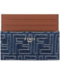 Fendi - Accessoires ,Blauw ,Creditcardhouder Portemonnees - Lyst