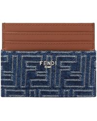 Fendi - Accessoires ,Blauw ,Creditcardhouder Portemonnees - Lyst