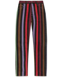 Versace - Jeans ,Veelkleurig ,Katoen Gestreepte Straight Jeans - Lyst