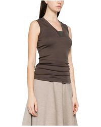 Brunello Cucinelli - Tops ,Bruin ,Katoen Monile Tank Top - Lyst
