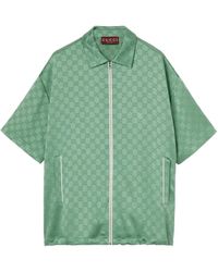 Gucci - Monogram Papegaai Groene Blouse Met Rits - Lyst