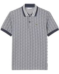 Lacoste - Tops ,Grijs ,Katoen Classic Fit Monogram Jacquard Polo Shirt - Lyst