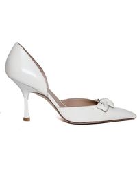Stuart Weitzman - Schoenen ,Wit ,Leer Pumps Met Spitse Neus En Kittenhak - Lyst