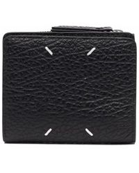 Maison Margiela - Accessoires ,Zwart ,Leer Four Stitches Flip Flap Portemonnee - Lyst