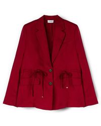 mötivi - Jassen ,Rood ,Linnen Linnenmix Blazer Met Trekkoord - Lyst