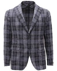 Tagliatore - 3654Af Jacke Aus Kariertem Baumwoll-/Leinenstoff - Lyst