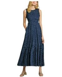 Pepe Jeans - Kleedjes ,Blauw ,Katoen Casual Gestippelde Jurk - Lyst