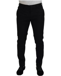 Dolce & Gabbana - Pantaloni chinos formali in cotone nero uomo - Lyst