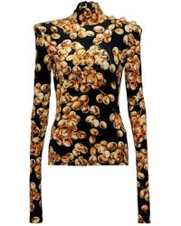 Balmain - Top De Terciopelo Con Estampado De Uva, Mujer, Talla - Lyst