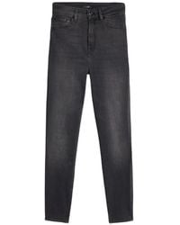 7 For All Mankind - Zwarte Slim Fit Hoge Taille Riemlussen Jeans - Lyst