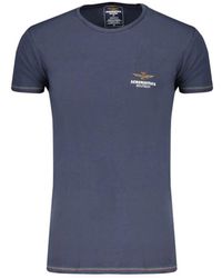 Aeronautica Militare - Tops ,Blauw ,Katoen Blauw Katoenen T-Shirt Met Print - Lyst