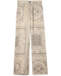 Oltre - Gemusterte Palazzo-Hose Aus Satin - Lyst