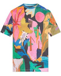 Paul Smith - Tops ,Veelkleurig ,Katoen T-Shirt Met Print - Lyst