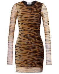 Moschino - Animal-Pattern Mini Dress - Lyst