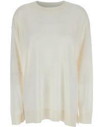 P.A.R.O.S.H. - Weißer woll seidenmischung rundhals pullover - Lyst