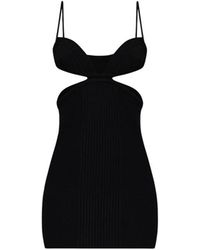 Off-White c/o Virgil Abloh - Plunging Neckline Cut-Out Ribbed Mini Dress - Lyst