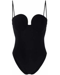 Magda Butrym - Traje De Baño Negro Una Pieza Pierna Alta, Mujer, Talla - Lyst
