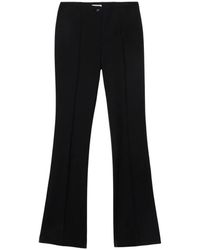 Oltre - Broeken ,Zwart ,Leer Flare Broek - Lyst