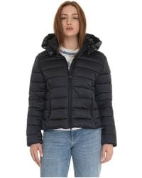 Save The Duck - Gepolsterte Kurze Harrington Jacke Mit Abnehmbarer Kapuze - Lyst