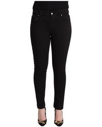 Dolce & Gabbana - Black cotton mid waist denim slim fit jeans - Lyst