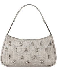 Elisabetta Franchi - Graue tweed lurex schultertasche mit strass-buchstaben,graue tweed lurex handtasche mit strass - Lyst