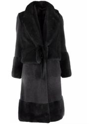Blancha - Jassen ,Grijs ,Blauwe Merino Panelen Jas - Lyst