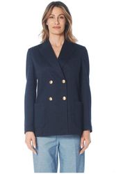 Circolo 1901 - Jassen ,Blauw ,Katoen Giacca Doppiopetto Micro Lavorata A Quattro Bottoni - Lyst