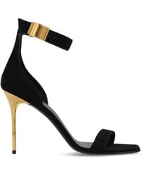 Balmain - Sandali neri con cinturino alla caviglia e tacco a spillo - Lyst