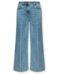 Elena Miro - Jeans ,Blauw ,Katoen Wanda Cropped Wide Leg Jeans - Lyst