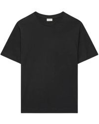 Dries Van Noten - Tops ,Zwart ,Katoen Basic Zwart T-Shirt - Lyst