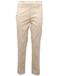 Max Mara - Broeken ,Wit ,Katoen Cropped Broek Van Crèmekleurig Katoen - Lyst