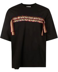 Lanvin - Schwarzes baumwoll-t-shirt mit besticktem logo - Lyst