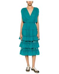 Dries Van Noten - Kleedjes ,Blauw ,Midi Kleedjes - Lyst