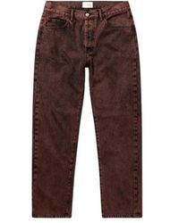 Aries - Jeans ,Bruin ,Denim Vintage Denim Jeans Met Rode Accenten - Lyst