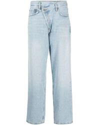 Agolde - Jeans straight leg distressed blu chiaro - Lyst