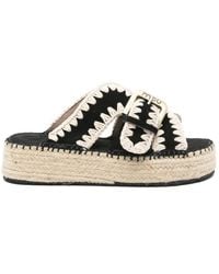 Mou - Schoenen ,Zwart ,Leer Gekruiste Banden Zwarte Sandalen - Lyst