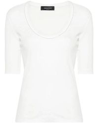 Fabiana Filippi - Camiseta blanca acanalada con detalles de cadena - Lyst