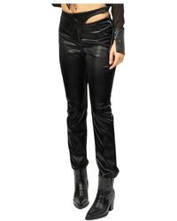 Patrizia Pepe - Schwarze lederhose mit hoher taille und slim fit - Lyst